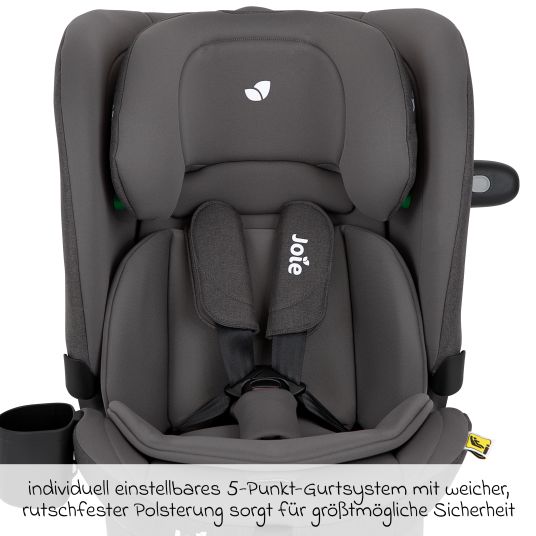 joie Child seat i-Bold R129 i-Size from 15 months - 12 years (76 cm - 150 cm) with Isofix, top tether & cup holder - Thunder