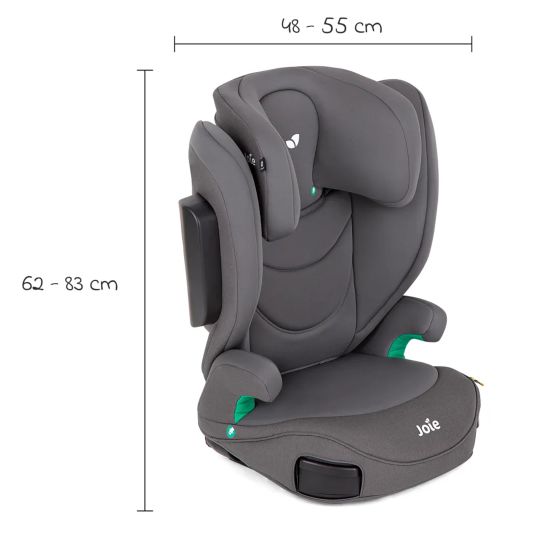 joie Kindersitz i-Trillo FX i-Size ab 3 Jahre -12 Jahre (100 cm -150 cm) mit Isofix inkl. Getränkehalter & Autositz-Schutzunterlage - Thunder