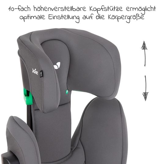 joie Seggiolino per bambini i-Trillo FX i-Size da 3 anni a 12 anni (100 cm -150 cm) con Isofix incluso portabicchieri e protezione per seggiolino auto - Thunder