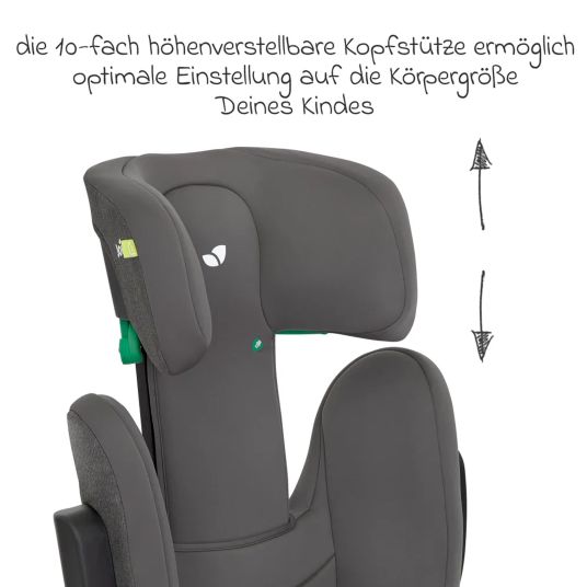 joie Child seat i-Trillo i-Size from 3 years - 12 years (100 cm - 150 cm) incl. cup holder & car seat protector - Cycle - Shell Grey