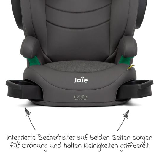 joie Child seat i-Trillo i-Size from 3 years - 12 years (100 cm - 150 cm) incl. cup holder & car seat protector - Cycle - Shell Grey