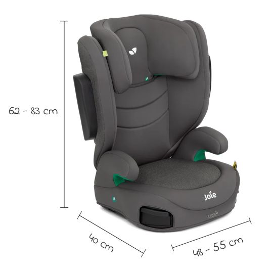 joie Child seat i-Trillo i-Size from 3 years - 12 years (100 cm - 150 cm) incl. cup holder & car seat protector - Cycle - Shell Grey