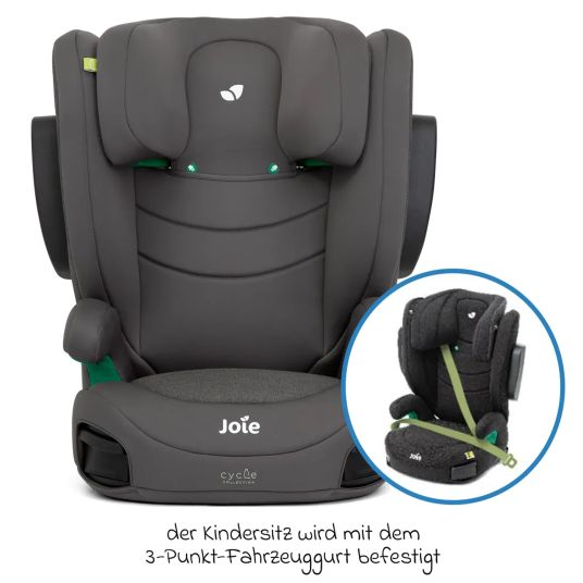 joie Child seat i-Trillo i-Size from 3 years - 12 years (100 cm - 150 cm) incl. cup holder & car seat protector - Cycle - Shell Grey