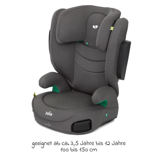 joie Child seat i-Trillo i-Size from 3 years - 12 years (100 cm - 150 cm) incl. cup holder & car seat protector - Cycle - Shell Grey