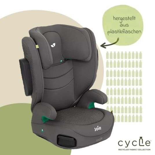 joie Seggiolino i-Trillo i-Size da 3 anni a 12 anni (100 cm - 150 cm) con portabicchieri e protezione per seggiolino auto - Cycle - Shell Grey