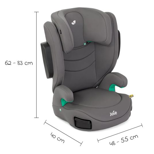 joie i-Trillo i-Size child seat from 3 years - 12 years (100 cm - 150 cm) incl. cup holder & car seat protector - Thunder