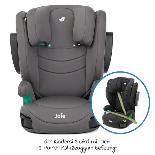 joie Kindersitz i-Trillo i-Size ab 3 Jahre - 12 Jahre (100 cm - 150 cm) inkl. Getränkehalter & Autositz-Schutzunterlage - Thunder