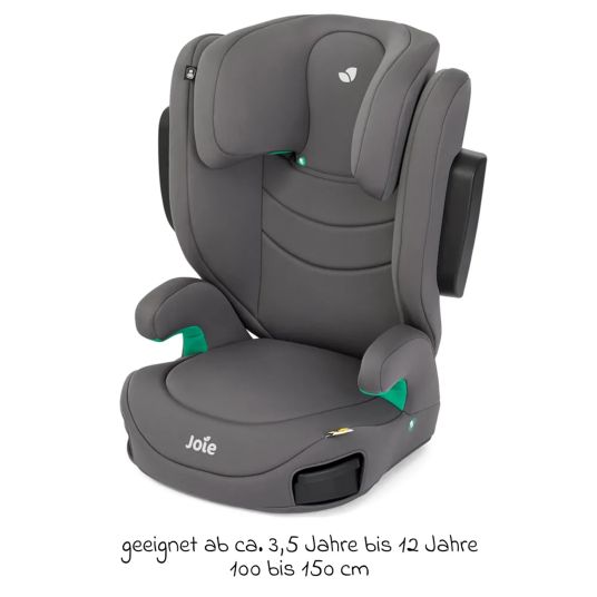 joie Kindersitz i-Trillo i-Size ab 3 Jahre - 12 Jahre (100 cm - 150 cm) inkl. Getränkehalter & Autositz-Schutzunterlage - Thunder