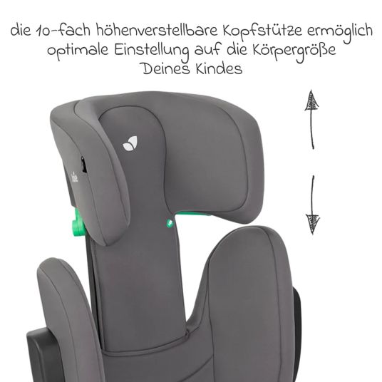 joie i-Trillo i-Size child seat from 3 years - 12 years (100 cm - 150 cm) incl. cup holder & car seat protector - Thunder