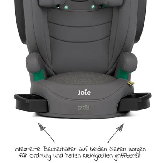joie Kindersitz i-Trillo i-Size mit Sommerbezug ab 3 Jahre - 12 Jahre (100 cm -150 cm) inkl. Getränkehalter - Cycle Collection - Shell Gray