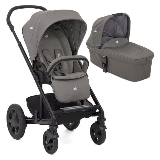 joie Kombi-Kinderwagen Chrome DLX Set inkl. Babywanne, Fußdecke, Adapter & Regenschutz - Foggy Gray