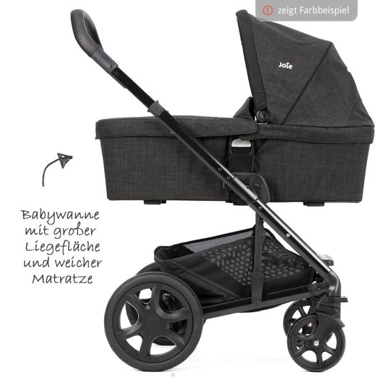joie Kombi-Kinderwagen Chrome DLX Set inkl. Babywanne, Fußdecke, Adapter & Regenschutz - Foggy Gray