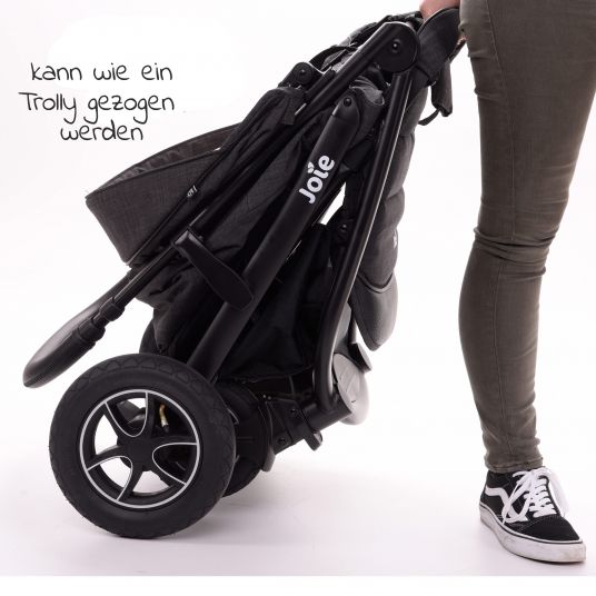 joie Kombi-Kinderwagen Litetrax 4 mit Schieber-Ablagefach, Babywanne, Adapter & Zubehör Paket - Black