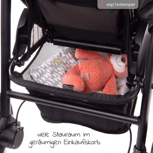 joie Kombi-Kinderwagen Litetrax 4 mit Schieber-Ablagefach,Babywanne, Adapter & Zubehör Paket - Gray Flannel