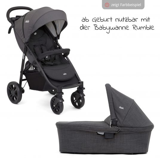 joie Kombi-Kinderwagen Litetrax 4 mit Schieber-Ablagefach,Babywanne, Adapter & Zubehör Paket - Laurel