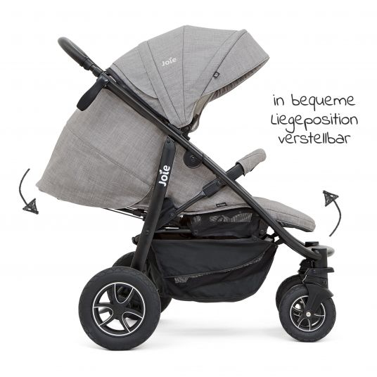 joie Kombi-Kinderwagen Mytrax Flex mit Komfort-Federung, Babywanne, Adapter bis 22 kg belastbar & XXL Zubehörpaket - Gray Flannel