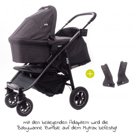joie Kombi-Kinderwagen Mytrax Flex mit Komfort-Federung, Babywanne, Adapter bis 22 kg belastbar & XXL Zubehörpaket - Pavement