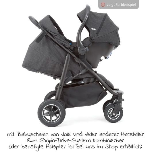 joie Kombi-Kinderwagen Mytrax mit Luftreifen, Babywanne, Adapter & Zubehör Paket - Gray Flannel