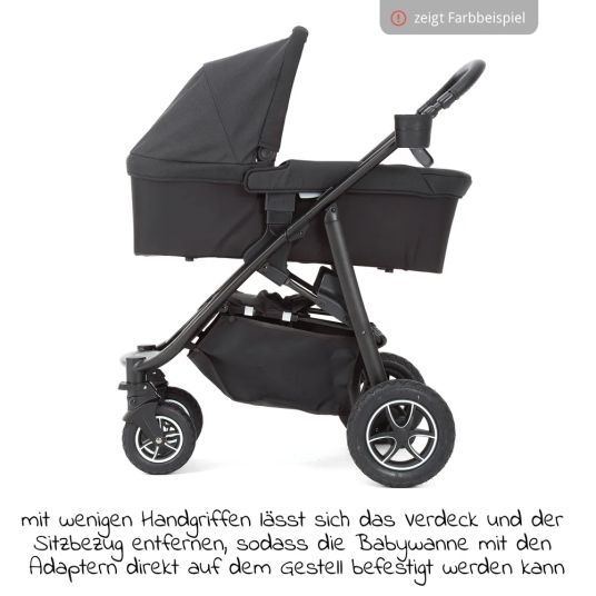 joie Kombi-Kinderwagen Mytrax mit Luftreifen, Babywanne, Adapter & Zubehör Paket - Gray Flannel