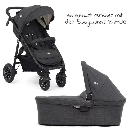 joie Kombi-Kinderwagen Mytrax mit Luftreifen, Babywanne, Adapter & Zubehör Paket - Pavement