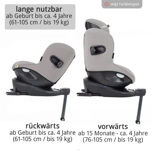 joie Reboarder-Kindersitz i-Spin 360 E i-Size - ab 9 Monate - 4 Jahre (61-105 cm) mit Isofix-Basis + Gratis Zubehörpaket - Coal