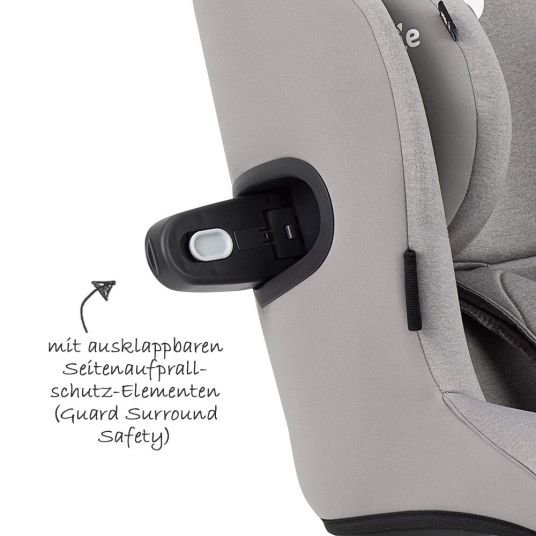 joie Reboarder-Kindersitz i-Spin 360 E i-Size - ab 9 Monate - 4 Jahre (61-105 cm) mit Isofix-Basis + Gratis Zubehörpaket - Gray Flannel