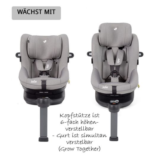 joie Reboarder-Kindersitz i-Spin 360 E i-Size - ab 9 Monate - 4 Jahre (61-105 cm) mit Isofix-Basis + Gratis Zubehörpaket - Gray Flannel