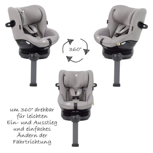 joie Reboarder infant seat i-Spin 360 E i-Size - from 9 months - 4 years (61-105 cm) + Free accessory pack - Gray Flannel