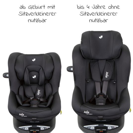 joie Reboarder-Kindersitz i-Spin 360 R i-Size - ab Geburt - 4 Jahre (40-105 cm) mit Isofix-Basis + Zubehörpaket - Coal