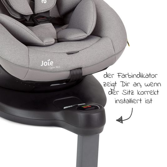 joie Seggiolino i-Spin 360 R i-Size reboarder - dalla nascita a 4 anni (40-105 cm) + pacchetto di accessori - Flanella grigia