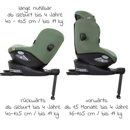 joie Reboarder-Kindersitz i-Spin 360 R i-Size - ab Geburt - 4 Jahre (40-105 cm) mit Isofix-Basis + Zubehörpaket - Laurel