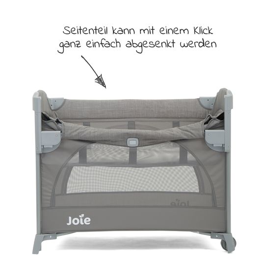 joie Reisebett und Beistellbett Kubbie Sleep ab Geburt-15 kg inkl. Matratze, Transporttasche & Gurtsystem - Foggy Gray