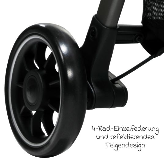 joie Reisebuggy & Sportwagen Parcel bis 22 kg belastbar nur 6,9 kg leicht mit Liegefunktion inkl. Regenschutz, Adapter & Transporttasche - Signature - Carbon