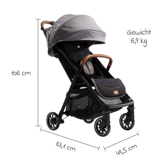 joie Travel buggy & pushchair Parcel up to 22 kg load capacity only 6.9 kg light with reclining function incl. rain cover, adapter & carry bag - Signature - Carbon