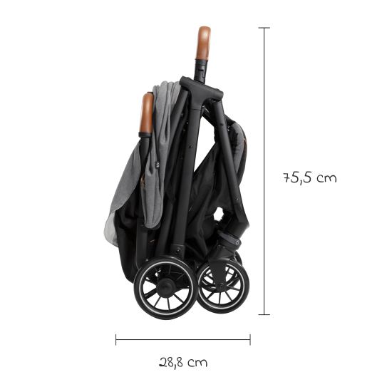 joie Passeggino da viaggio per pacchi fino a 22 kg di capacità di carico, solo 6,9 kg di peso, con funzione reclinabile, incluso parapioggia, adattatore e borsa per il trasporto - Signature - Carbonio