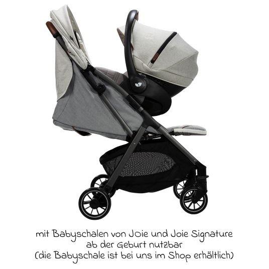 joie Travel buggy & pushchair Parcel up to 22 kg load capacity only 6.9 kg light with reclining function incl. rain cover, adapter & carry bag - Signature - Oyster