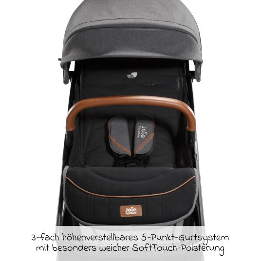 joie Travel buggy & pushchair Parcel up to 22 kg load capacity only 6.9 kg light with reclining function incl. rain cover, insect screen, adapter & carry bag - Signature - Carbon