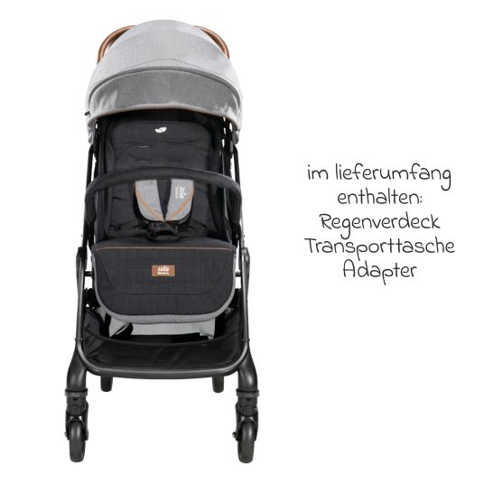 joie Travel buggy & pushchair Tourist up to 15 kg load capacity only 6.3 kg light with reclining function incl. rain cover, adapter, carrying strap & carrycot - Signature - Carbon