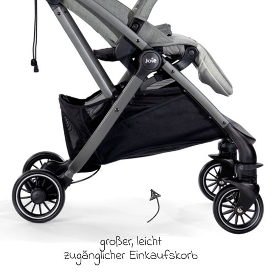 joie Travel buggy & pushchair Tourist up to 15 kg load capacity only 6.3 kg light with reclining function incl. rain cover, adapter, carrying strap & carrycot - Signature - Oyster