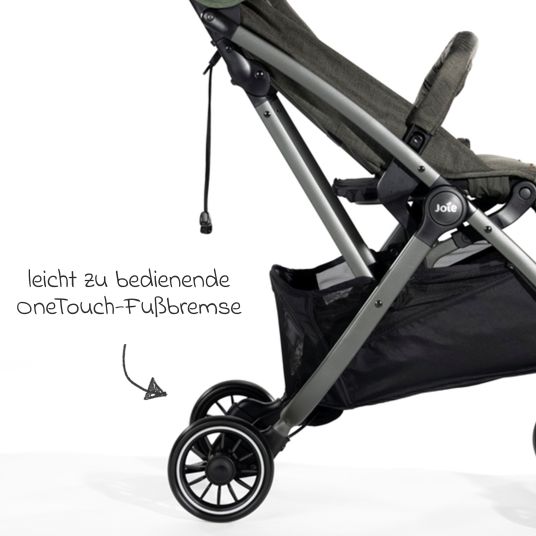 joie Travel buggy & pushchair Tourist up to 15 kg load capacity only 6.3 kg light with reclining function incl. rain cover, adapter, carrying strap & carrycot - Signature - Pine