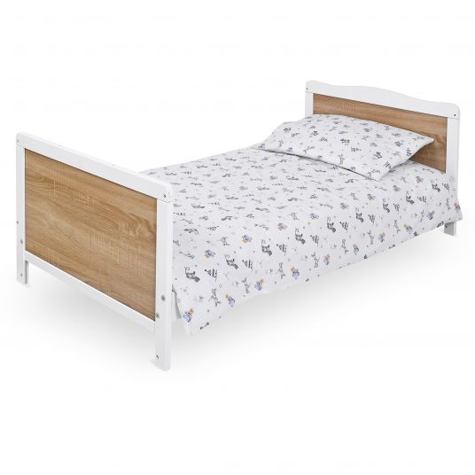 jonka Baby crib complete set Max incl. bedding, canopy, nestle & mattress 70 x 140 cm - Play Party - White Oak