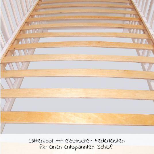jonka Babybett-Komplett-Set Max inkl. Bettwäsche, Himmel, Nestchen & Matratze 70 x 140 cm - Spielparty - Weiß Eiche