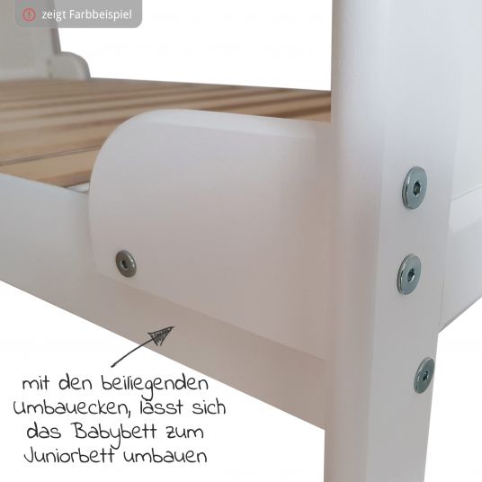 jonka Babybett-Komplett-Set Moritz inkl. Bettwäsche, Himmel, Nestchen & Matratze 70x140 cm - BW Dumbo - Weiß Grau