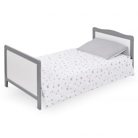 jonka Baby crib complete set Moritz incl. bedding, canopy, nestle & mattress 70x140 cm - BW Dumbo - White Gray