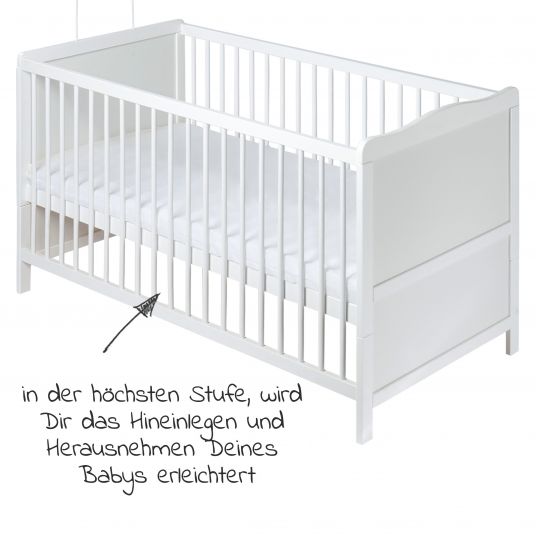 jonka Babybett und Kinderbett Mona 70 x 140 cm - Weiß