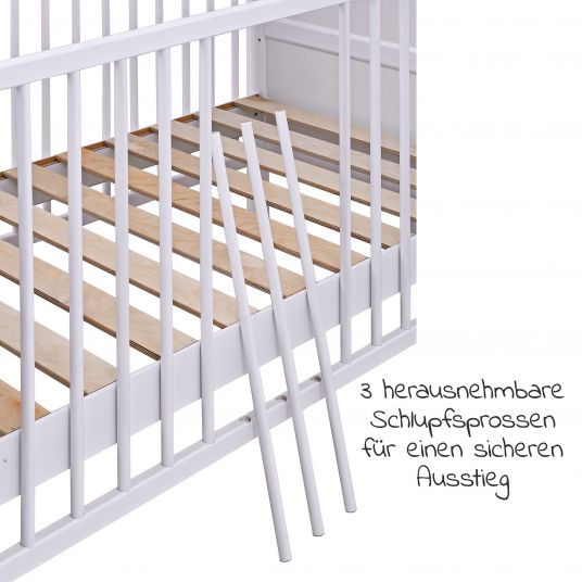 jonka Babybett und Kinderbett Mona 70 x 140 cm - Weiß