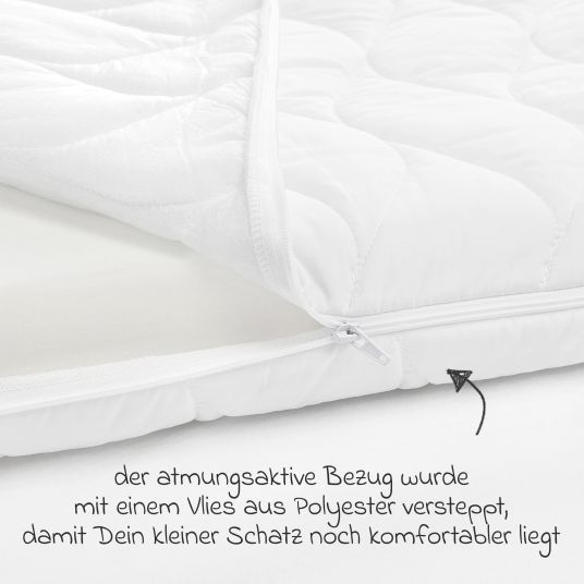 Julius Zöllner Baby crib mattress Jan 70 x 140 cm incl. 2 fitted sheets + FREE bodysuit 4-pack - Let`s have a party