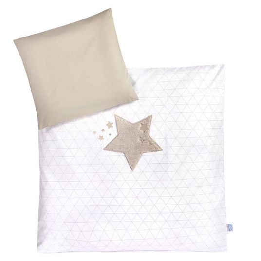 Julius Zöllner Bed linen 80 x 80 cm - Star pattern - White Taupe