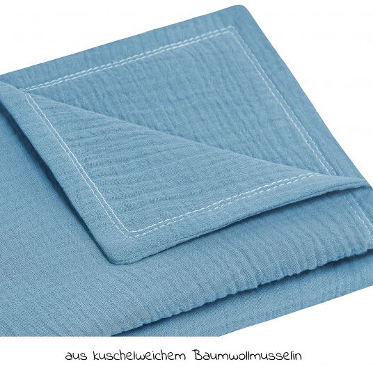 Julius Zöllner Cuddle blanket muslin 70 x 100 cm - Blue
