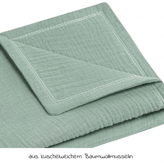 Julius Zöllner Cuddle blanket muslin 70 x 100 cm - Green